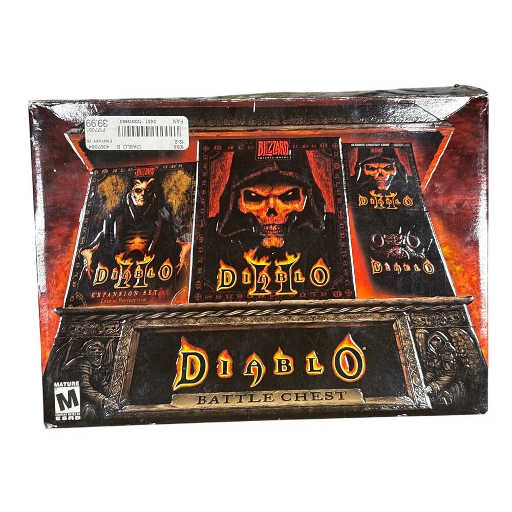 Blizzard Diablo Battle Chest PC install disc Box w/ Manual + Strategy Guide